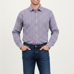 English Laundry Purple Checkered Long Sleeve Button Down 16.5